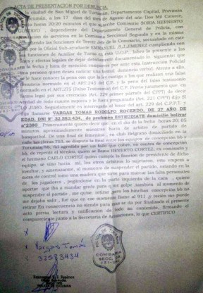 FACSÍMIL. Hacer clic para agrandar y leer la denuncia